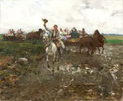 Alfred Wierusz-Kowalski, POLSKI ORSZAK WESELNY, PO 1900, olej płótno