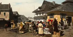 Wladislaw Szerner, TARG W MIASTECZKU POD KRAKOWEM, 1908, olej, płótno