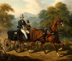 Juliusz Kossak, PRZEJAŻDŻKA POWOZEM, 1852, olej, płótno