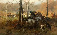 Józef Brandt, POLOWANIE, OK. 1890, olej, płótno