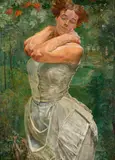 Jacek Malczewski, PORTRET MICHALINY JANOSZANKI, 1916, olej, tektura