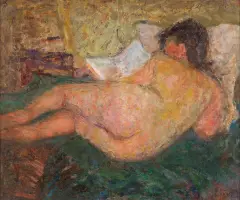Eugeniusz Eibisch, AKT LEŻĄCY, LATA 30. XX W., olej, deska