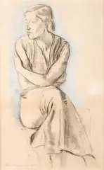Leopold Gottlieb, PORTRET JADWIGI JUNIEWICZ, węgiel, gwasz, papier