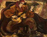 Stanisław Eleszkiewicz, GITARZYSTA – AUTOPORTRET Z GITARĄ, 1930, olej, tektura