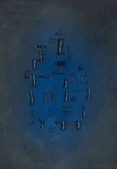 Jonasz Stern, KOMPOZYCJA, 1974, asamblaż, płótno