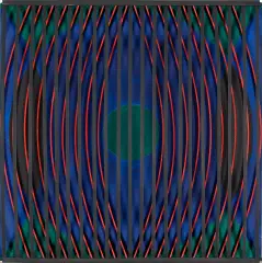 Jan Ziemski, INTERFERENCJE, 1974, akryl, płyta, listwa drewniana