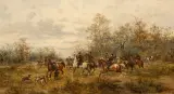 Ludwik Gędłek, Polowanie, 1882, olej, płótno