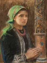 MODLITWA by Teodor Axentowicz, pastel, karton, sold Mar 2018