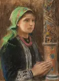 Teodor Axentowicz, MODLITWA, pastel, karton
