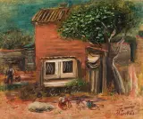 PRZED DOMEM by Zygmunt Menkes, olej, płótno, sold Mar 2018