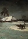 WILKI by Alfred Wierusz-Kowalski, olej, płótno, sold May 2018