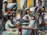 PRZYJĘCIE URODZINOWE by Zygmunt Menkes, olej, płótno, sold May 2018