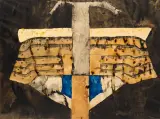 Jan Lebensztejn, FIGURA OSIOWA, 1959, tusz, gwasz, papier milimetrowy