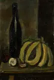 Martwa natura z butelką i bananami by Zygmunt Menkes, lata 20. XX w., olej, płótno, sold Oct 2018