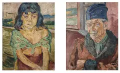 Portret dziewczynki / Portret mężczyzny by Mela Muter, sold Oct 2018
