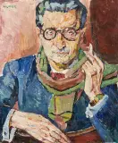 Portret dr Bolesława Nawrockiego by Mela Muter, lata 60. XX w., olej, sklejka, sold Oct 2018