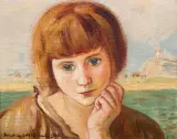 Portret młodej dziewczyny by Wlastimil Hofman, 1926, olej, płótno, tektura, sold Oct 2018