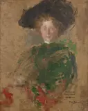 Olga Boznańska, Portret kobiety w kapeluszu (Aleksandra z Jasieńskich Łosiowa?)