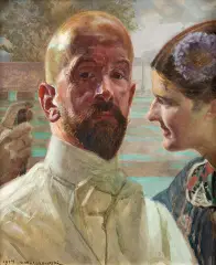 Jacek Malczewski, Autoportret alegoryczny, 1914, olej, tektura