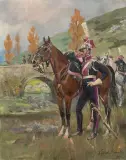 Ułan na koniu by Wojciech Kossak, 1924, olej, płótno, sold Dec 2018
