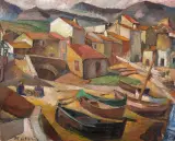 Mela Muter, Pejzaż portowy z Collioure, lata 20. XX w. / Aleja z trzema kobietami