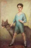 Tadeusz Styka, PORTRET CHŁOPCA Z PSEM, pastel, papier