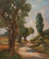 Józef Pankiewicz, Droga z piniami w okolicach Cassis, ok. 1928, olej, płótno