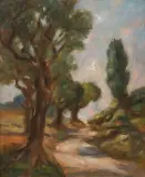 Józef Pankiewicz, Droga z piniami w okolicach Cassis, ok. 1928, olej, płótno