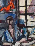 Kobieta w oknie by Zygmunt Menkes, olej, płótno, sold Mar 2019