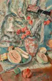 Martwa natura z melonem by Zygmunt Menkes, olej, płótno, sold Mar 2019