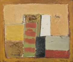 Aleksander Kobzdej, Kompozycja, 1957, olej, płótno