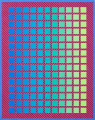 Interdependence – green II by Julian Stanczak, 1990, akryl, płyta, sold Mar 2019