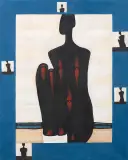 Murzynka na plaży by Jerzy Nowosielski, 1996, olej, płótno, sold Mar 2019