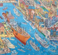 Gdańsk by Edward Dwurnik, 1998, olej, płótno, sold Mar 2019