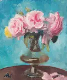 Kwiaty w wazonie by Wojciech Weiss, olej, płótno, sold May 2019