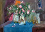 Martwa natura z różami i laleczką by Włodzimierz Terlikowski, 1923, olej, płótno, sold May 2019