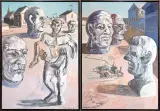 Chwała bohaterom, 1987 (dyptyk) by Edward Dwurnik, olej, płótno, sold May 2019