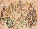 Leopold Gottlieb, Przy stole, lata 20. XX w., akwarela, gwasz, papier
