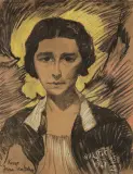 Stanisław Ignacy Witkiewicz, Portret Jadwigi Pulichowej, 15.X.1927, pastel, papier