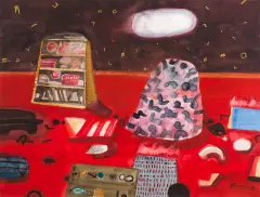 Pożar by Jan Tarasin, 1976, akwarela, papier, sold Oct 2019