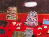 Jan Tarasin, Pożar, 1976, akwarela, papier
