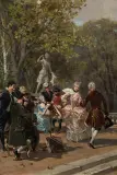 Wojciech Kossak, Zabawa w ogrodzie w manierze fête galante