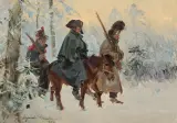 Odwrót spod Moskwy by Wojciech Kossak, 1926, olej, tektura, sold Dec 2019