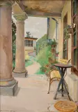 Jacek Malczewski, Willa w Lusławicach, 1924, olej, płyta
