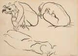 Leopold Gottlieb, Studium aktów, tusz na podrysowaniu kredką, papier