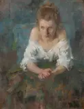 Olga Boznańska, Kobieta w białej bluzce, 1902, olej, tektura