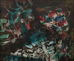 Alfred Lenica, Geneve 5 Caprice, 1960, technika własna, płótno