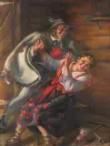 Sylwerjusz Saski, Scena w karczmie, olej, płótno