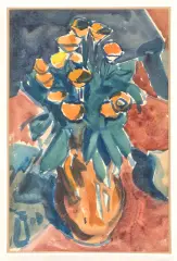 Kwiaty w wazonie by Tymon Niesiołowski, gwasz, papier, sold Feb 2020