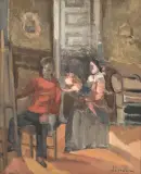Alfred Aberdam, Rodzina malarza, olej, płótno
